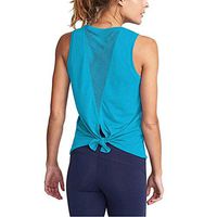 Meikosks Womens Mesh Yoga Tops Cute Workout Clothes Exercise Gym Shirts Running Tank Tops Blue