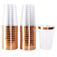100 Rose Gold Plastic Cups 12 Oz Clear Plastic Cups For Wedding Elegant Party Cups Fancy Disposable Wedding Cups Rose Gold Rimmed Tumblers