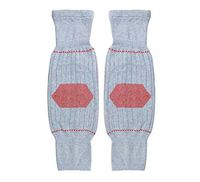 Flyusa Unisex Cotton Warm Knee Brace Pads Winter Cycling Knee Leg Warmers Knee Sleeves for Men Women(Light Grey and Orange)