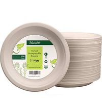 Compostable Plates 7 Inch Disposable Paper Plates - Made from 100% Sugarcane - Biodegradable Eco Friendly bagasse Plates Natural heavy duty Party Plates - No Plastic BPA Free - by Bluetable [100 Pack]