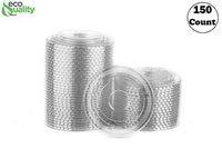 EcoQuality - 150 Pack - Ultra Clear Flat Plastic Cold Cup Lids For, 12-16-20-24 Ounce Cups - Fits Most PET Cups, Lids With Straw Slot