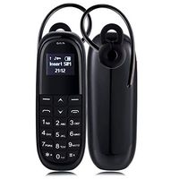 ZYSUS KK1 Mini Mobile Phone, English Keyboard, Hands Free Bluetooth Dialer Headphone, MTK6261DA, Anti-Lost, Single SIM, Network: 2G (White + Black) (Color : Black)