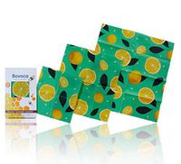 Bovoca Beeswax Wraps – Set of 3 Reusable Bees Wax Food Wrap Sheets – Pure, Raw Organic Cotton Natural Zero Waste Healthy Kitchen Eco Friendly Meal Prep Wrapping, Lemon Print 3pc Pack Assorted Variety