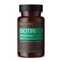 Amazon Elements Vegan Biotin 5000 mcg - Hair, Skin, Nails - 130 Capsules (4 month supply)           (Packaging may vary)