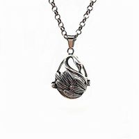 Hollow Silver Swan Pendant Locket Necklace Fragrance Oil Aromatherapy Necklace Beautiful Bright Cute Cheap Elegant Aesthetic Fashionable Comfortable Accessory