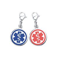Divoti Pre-Engraved Engraved Mix N Match 5/8" (15.8mm) 316L Stainless Medical ID Charms-Blue & Red -Diabetes
