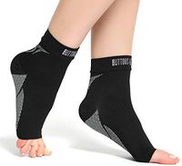 Buttons & Pleats Plantar Fasciitis Socks with Arch & Ankle Support Foot Care Compression Sock M Black