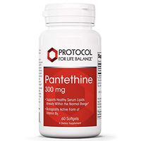 Protocol For Life Balance - Pantethine 300 mg - Biologically Active Form of Vitamin B5 (CoEnzyme) to Support Healthy Serum Lipids and Promote Metabolism and Vascular Health - 60 Softgels