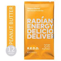 REDD Vegan Protein Bar - Peanut Butter - 12 Bars - Healthy Snack with 10g Plant-Based Protein, Low Sugar, Gluten-Free, Dairy-Free, High Fiber, Probiotics