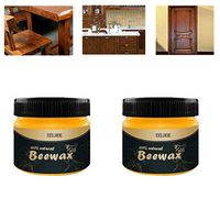2Pcs Wood Seasoning Beewax - Traditional Beeswax Polish for Wood & Furniture - Non Toxic for Furniture to Beautify & Protect, No Build-Up (C)
