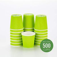 Disposable Paper Hot Cups - 500ct - Hot Beverage Cups, Paper Tea Cup - 4 oz - Eco Green - Ripple Wall, No Need For Sleeves - Insulated - Wholesale - Takeout Coffee Cup - Restaurantware
