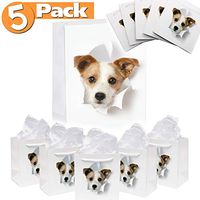 Dog Gift Bags 5-Pack | Doggie Animal Theme Paper Bag for Birthday and Holiday Gifts, Party Favors | Puppy Themed Goodie Bags with White Rope Handles | Reusable, Biodegradable, Eco Friendly | 7 x 7.5