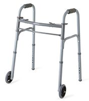 Medline MDS86410JW54B Basic 2-Button Folding Walkers with 5" Wheels, Junior (Pack of 4)