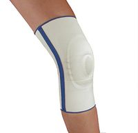 Alpha Medical Compression Support Knee Brace with Stays & Visco Patella (X-Large, White w/Blue Trim)