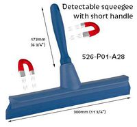 Metal Detectable and X-Ray Visible Ultra Hygienic Squeegee Blue with Short Handle