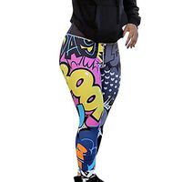 XGUMAOI Women's 3D Letter Print Workout Leggings Fitness Sports Gym Double-Sided Color Running Yoga Athletic Pants (XL, Multicolor)