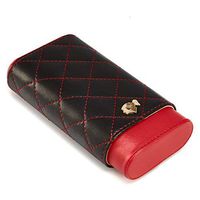 OLT- cigar box Cigar Case - Personalized Cigar Leather Jacket Wooden Lining - Travel Portable Moisturizing Cigar Box 3 Pack (Color : Red)