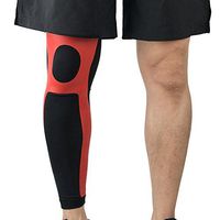 Colorido 1 Pc Unisex Elastic Anti-slip Sport Basketball Compression Leg Sleeve size L (Red)