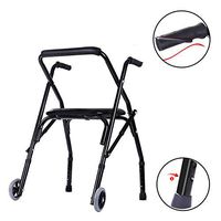 HLDWXN Adjustable Folding Walking Aid, Lightweight & Adjustable Mobility Aid for Elderly Lightweight Folding Aluminium 2 Wheeled Rollator Walking Frame with Seat, Backrest,for Elderly, Handicapped