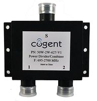 Cogent's 2-way power splitter with N type female 50 Ohm connectors supporting 695-2700 MHz