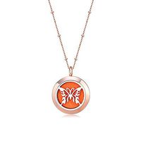 Mesinya Rose Gold Color 316L S.Steel Essential Oils Aromatherapy Diffuser Locket Necklace (Butterfly 1'')