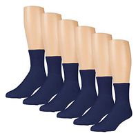 excell 6 Pairs of Mens Ring Spun Cotton Diabetic Neuropathy Edema Ankle Socks (10-13, Navy)