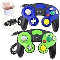 Poulep 2 Packs Classic Wired Gamepad Controllers for Wii Game Cube Gamecube console(Blue NEW and Green NEW)