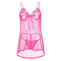 Litetao 2XL Hot Pink 628984 (Sexy Sheer Embroidered Lace Teddy Teddy Bodysuit for Women Sexy One Piece Babydoll Deep V Lingerie Bodysuit with Choker Set)