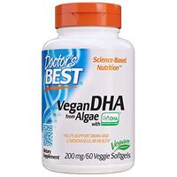 Doctor's Best Vegetarian DHA from Algae, Non-GMO, Vegan, Gluten Free, 200 mg, 60 Softgels