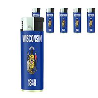 Wisconsin State Flag Lighters S1 Set of 5 Electronic Flame Cigarette Smoking