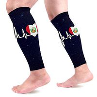Peru Heartbeat Flag Calf Compression Sleeves for Men & Women Graduated Compression Socks for Running Leg Pain 1 Pair