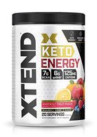 Xtend Keto Energy | The Perfect Keto & BCAA Powder Knockout Fruit Punch | 125mg Caffeine + Sugar Free Bhb Exogenous Ketones Supplement with Electrolytes | 7g Bcaa for Men & Women | 20 Servings