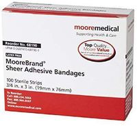 MooreBrand Sheer Plastic Adhesive Bandages, 3/4 x 3 Inch - box of 100