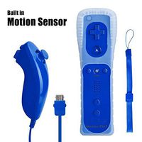 Wii Remote Controller with Built in Motion Plus and Nunchuk, Blue, 1 Pack, Compatible with Nintendo Wii, Wii U