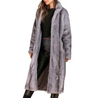 Womens Faux Fur Coat Parka Zip Jacket Long Trench Winter Warm Tops Stand Collar Overcoat Drfoytg