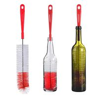 ALINK 3-Pack Long Red Bottle Cleaning Brush for Narrow Neck Beer, Wine, Kombucha, Hydroflask, Thermos, S’Well, Nalgene, Pitcher, Carafe, Brewing Bottle Cleaner, 16/ 17 Inches