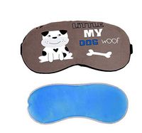Cute Cartoon Little My Dog Woof Eye Sleep Mask with Ice Pack for Blindfold Eyeshade for Men and Women Kids Sleeping Aid Blindfold Blocks Light,Super Soft and Light for Puffy Eyes, Cool and Heat