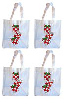 Set of 4 Black Duck Brand Non-Woven Reusable Fabric Holiday Gift Bags 12"x13"x8.25" (White)