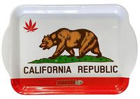 California Republic Pot Leaf Flag Myxed Up Tobacco Rolling Tray (Small)
