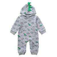 Hot Sale!! 24 Months Newborn Infant Baby Jumpsuit Hooded Cartoon Dinosaur Romper Sleepwear Pocket Outfits Set (Gray, 18-24 Months)