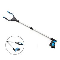 Giveme5 32" Grabber Reacher Tool, Aluminum Alloy Foldable Pick Up Long Arm Reacher Picker Upper Grabber Reaching Assist Tool for Trash Pick Up, Litter Picker, Garden Nabber, Arm Extension (Blue)