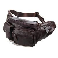 Lydianzishangwu Men's Chest Bag Practical Leather Waist Bag for The Week of Shopping Casual Small Pockets (Color : Brown, Size : M)