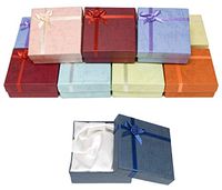 888 Display USA, Inc Cardboard Jewelry Bangle Gift Boxes with Rosebug Bows in Assorted Colors 3.5" X 3.5" X 1" (Pack of 8)