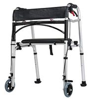 ZMYLOVE Heavy Duty Folding Walker, Compact Folding Walker, Medical Walking Mobility Aid with 8-Level Adjustable,2 Front Wheels and 2 Ski Mats for Seniors Bariatric Folding Walker