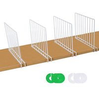 TOPHOUSE 4 Pack Metal Shelf Divider for Closet with 8 Clothing Size Dividers Round Hangers Closet Dividers（White）