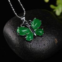 Fashion Natural Green Butterfly Necklace Pendant Delicate Lucky Amulet Hot Woman Pretty Bright Cute For gift Elegant Jewerly Comfortable Daily Wonderful Style