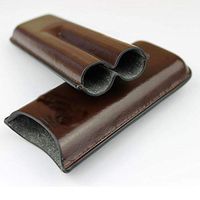WMM- Cigar box Advanced Cigar humidor/Portable Cigar Box 2 Stick Travel Cigar moisturizing Tube Brown Cigar Leather case (Color : Brown)