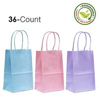 Gift Expressions Paper Gift Bags, 36 Count, Pastel Assorted Colors, Kraft Paper Bags, 5.25” x 8.5” x 3.5", 100% Recycled, Thick & Durable Eco Friendly Paper Bags with Handles, Goodie Bags, Party Bags