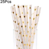 tbpersicwT 25Pcs Disposable Dot Star Stripe Print Party Paper Drinking Straws Tableware, Disposable Straws - Five-Pointed Star