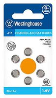 Westinghouse Hearing aid Batteries A13, Zinc Air Batteries, Mercury Free (A13, 60 Counts)